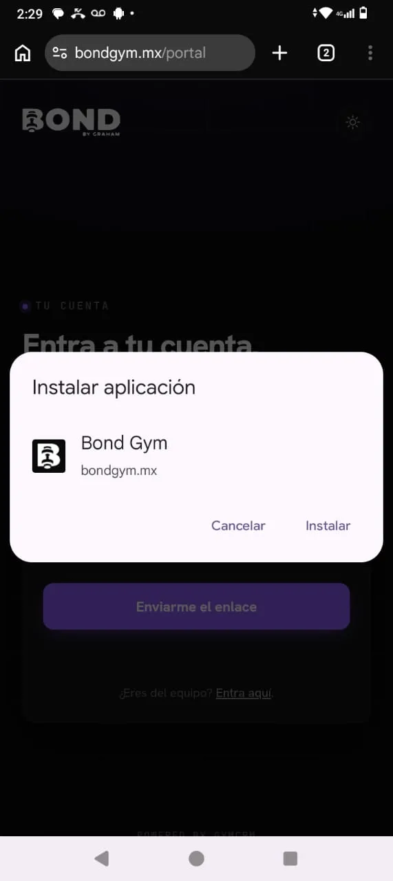 Diálogo «Instalar aplicación» con el botón Instalar