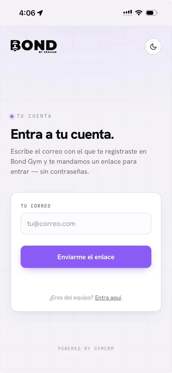 La app abierta a pantalla completa en el iPhone